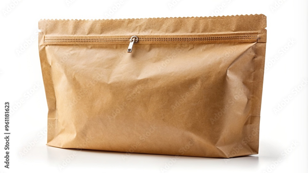 Blank brown kraft paper bag with zipper isolated on white background Worm s Eye View, blank, zipper, brown, isolated,bag, white background, worm's eye view Blank brown kraft paper bag with zipper isolated on white background Worm s Eye View, blank, zipper, brown, isolated,bag, white background, worm's eye view