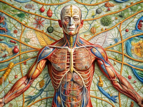 Detailed Anatomical Map Displaying The Intricate Network Of Muscles, Bones, Organs, And Systems Within The Human Body. photo