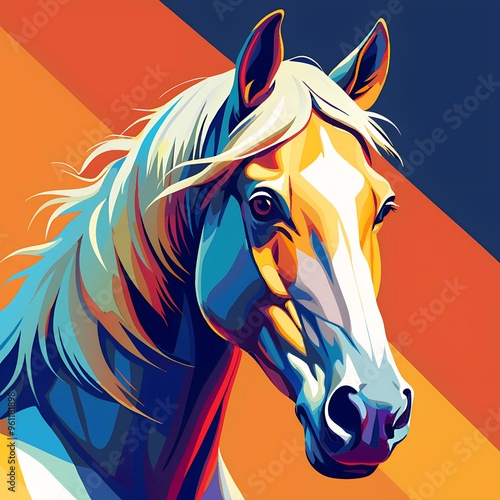 Wallpaper Mural Colorful abstract illustration of a horse head Torontodigital.ca