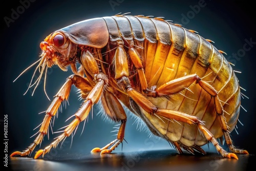 Detailed Close-Up Of The Anatomy Of A Flea, Showcasing Its External Features, Sensory Organs, And Internal Structures. photo