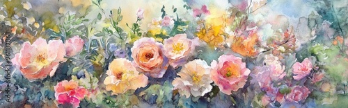 Vibrant Watercolor Floral Artwork Celebrating Nature's Beauty in Soft Pastels and Lush Colors