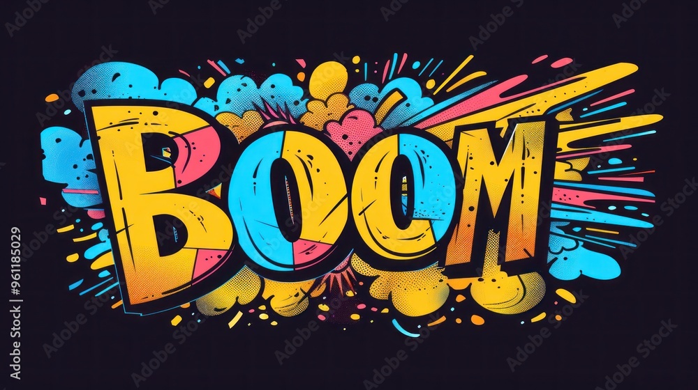 Fototapeta premium Retro style pop art explosion with text 