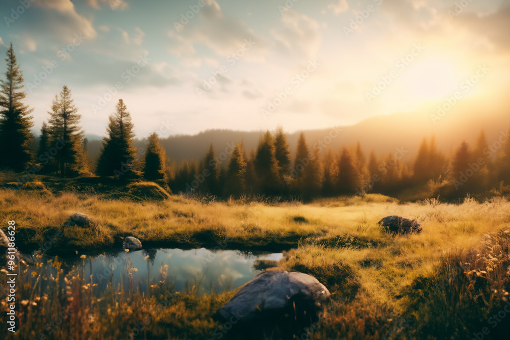 Fototapeta premium Cozy Landscape Background