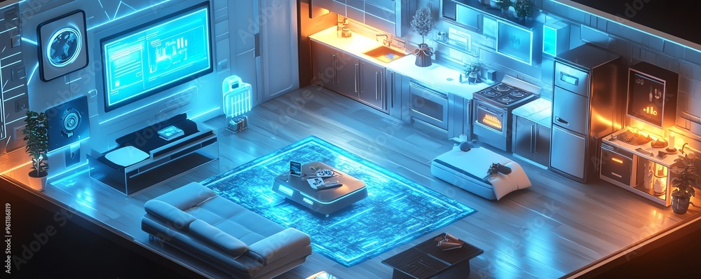 hightech smart home interior featuring sofa hightech smart home interior featuring sofa