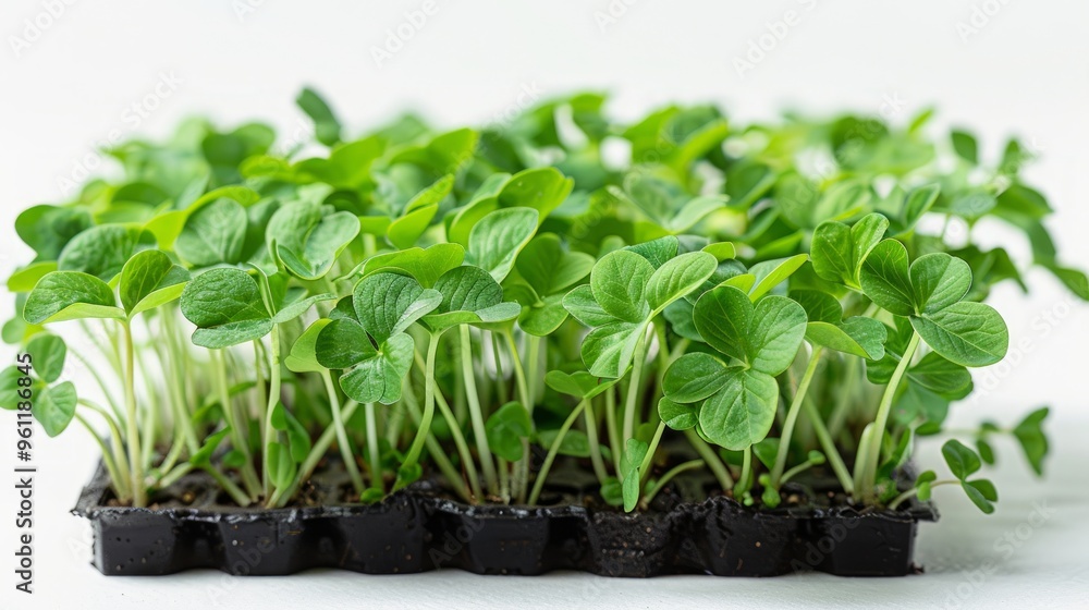 Sweet pea sprouts, young sweet pea sprouts on white background Sweet pea sprouts, young sweet pea sprouts on white background