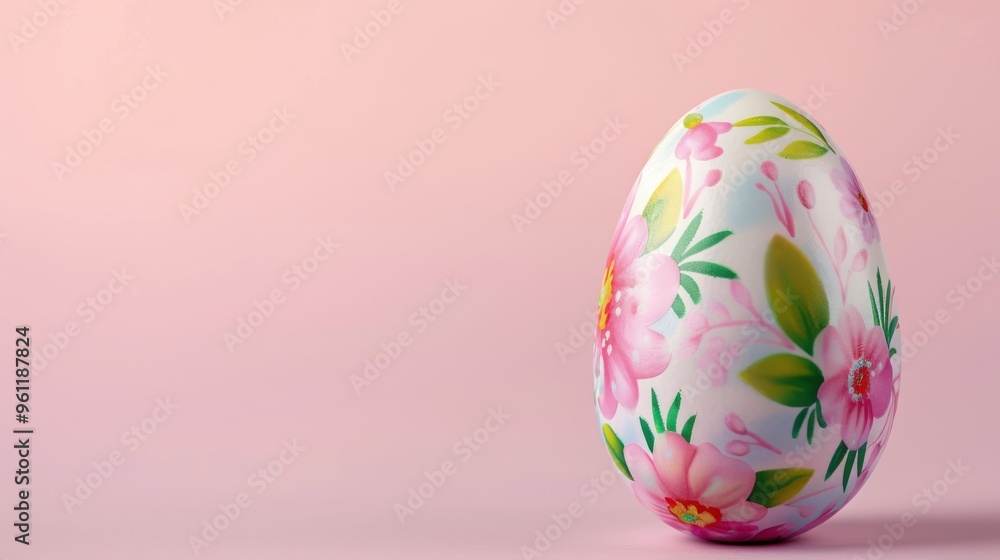 Easter Egg with Pastel Floral Design on Pink Easter Egg with Pastel Floral Design on Pink