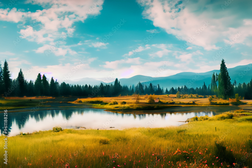 Fototapeta premium Cozy Landscape Background