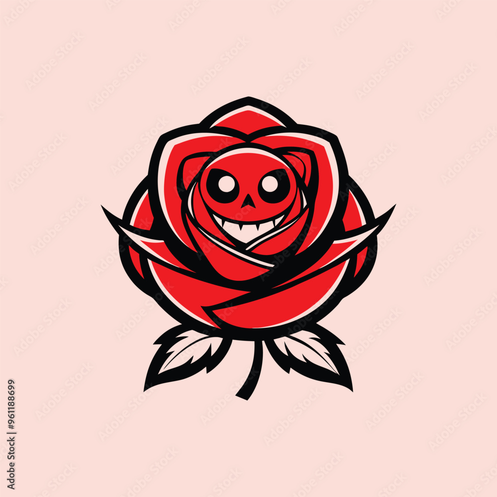 Halloween eyes with red rose silhouette illustration isolated on white background Halloween eyes with red rose silhouette illustration isolated on white background