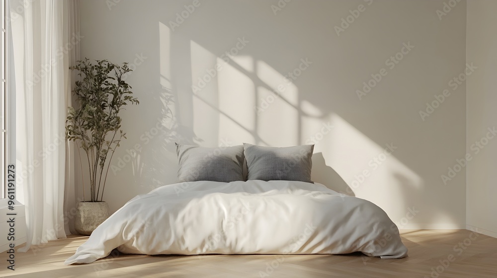 Serene and Cozy Bedroom with Soft Natural Lighting and Minimal Decor Serene and Cozy Bedroom with Soft Natural Lighting and Minimal Decor
