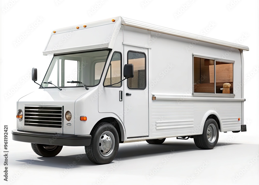 Editable Blank Food Truck With Copy Space For Logos On A White Background Editable Blank Food Truck With Copy Space For Logos On A White Background