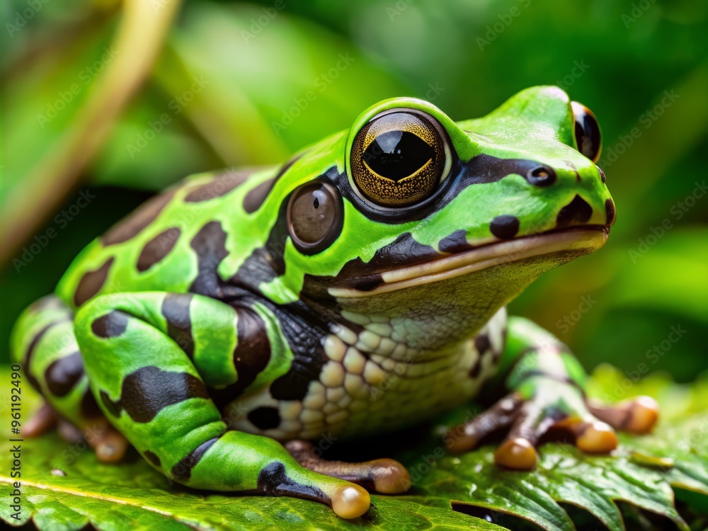 Amazing Breviceps macrops frog for sale, boasting vibrant green and black coloration, with striking large protruding eyes that will captivate your attention. Amazing Breviceps macrops frog for sale, boasting vibrant green and black coloration, with striking large protruding eyes that will captivate your attention.