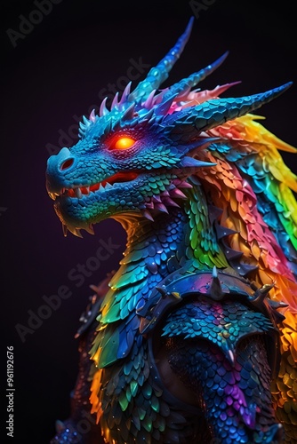 "Spectrum Scaled Dragon: Fusion of Fantasy and Brilliance"