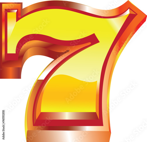 777 yellow Casino jackpot. Vector illustration