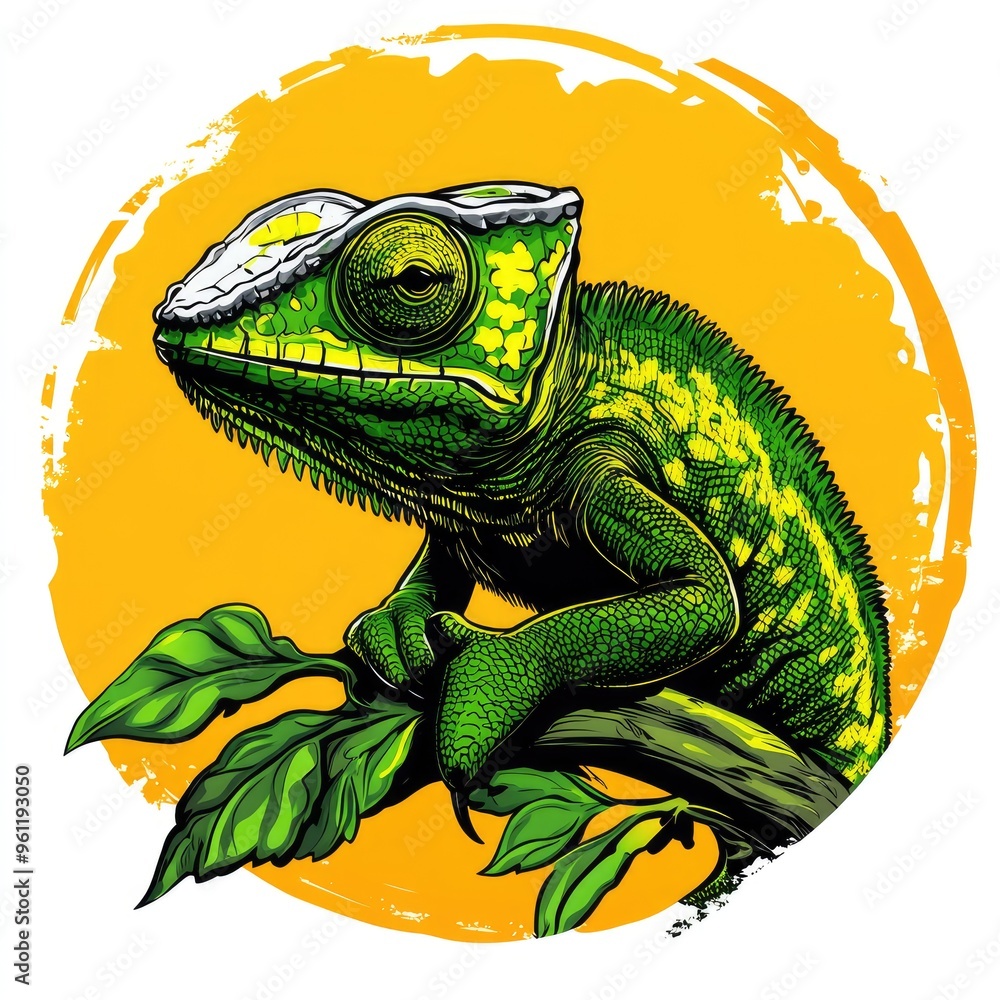 Illustration of a Green Chameleon Perfect for T-Shirt Prints and Graphic Designs Illustration of a Green Chameleon Perfect for T-Shirt Prints and Graphic Designs