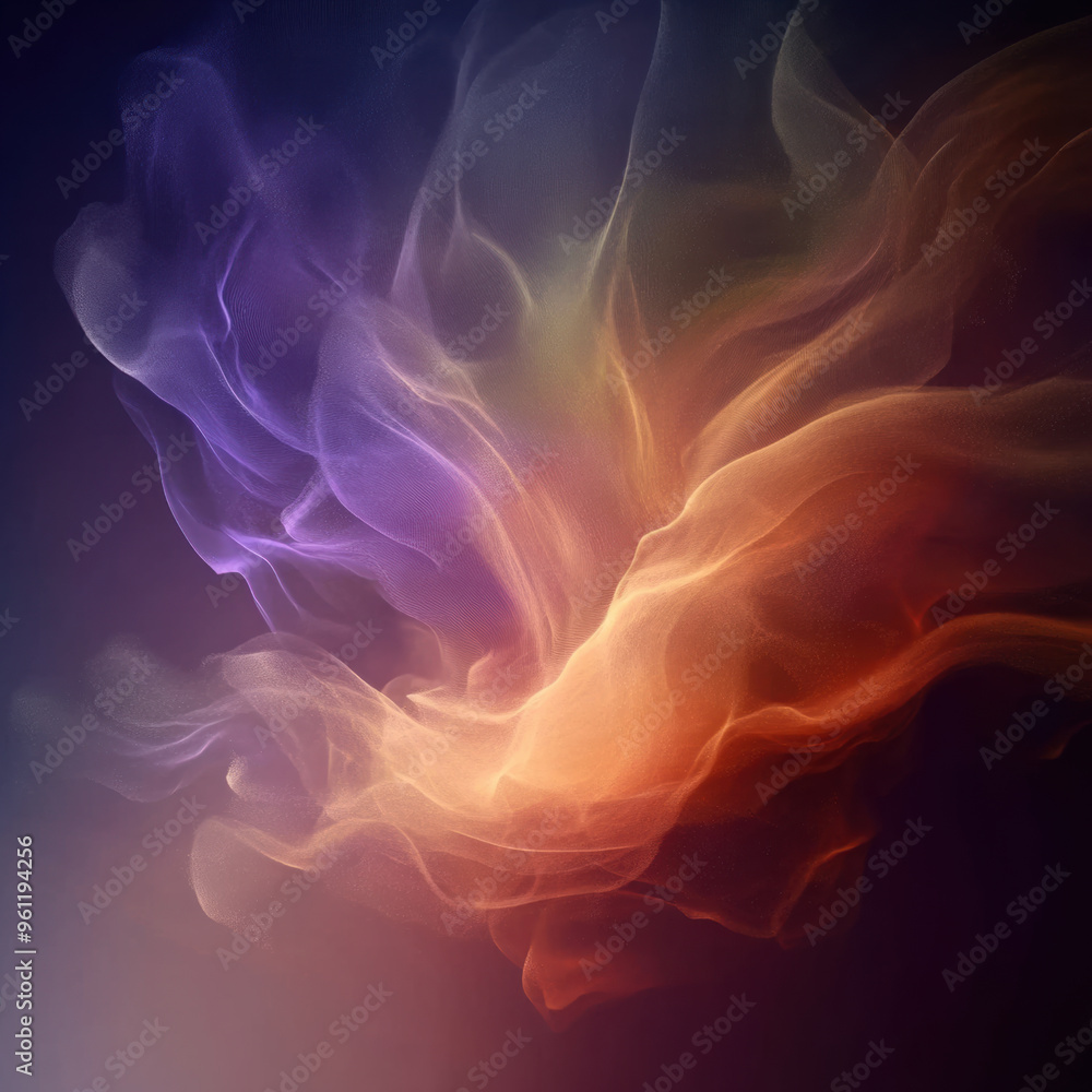 Ethereal abstract smoke in vibrant colors of purple, orange, and yellow, creating dreamy and fluid visual effect. Ethereal abstract smoke in vibrant colors of purple, orange, and yellow, creating dreamy and fluid visual effect.