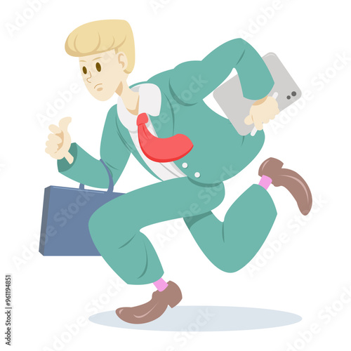 Businessman running in a hurry
