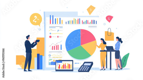 Business analysis with charts and graphs, showcasing teamwork and strategy.