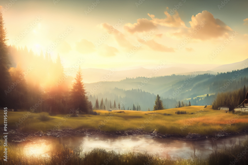 Fototapeta premium Cozy Landscape Background