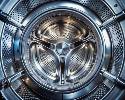 washing machine drum close-up without laundry