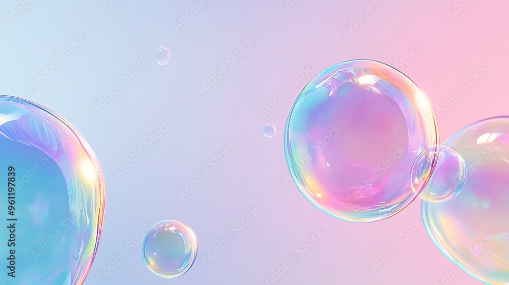 Beautiful Colorful Bubbles Floating in a Dreamy Pastel Background Beautiful Colorful Bubbles Floating in a Dreamy Pastel Background