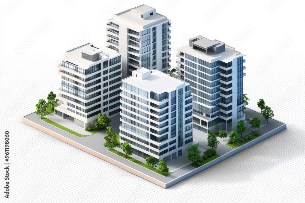 3d building real estate on transparent background , ai 3d building real estate on transparent background , ai