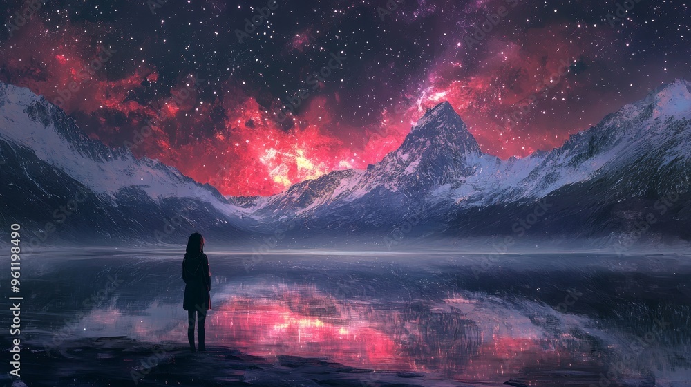 Obraz premium mountains under the night sky