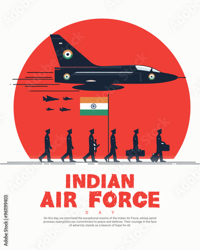 Indian Air force day social media post wit flag banner template