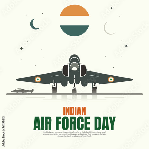 Indian Air force day social media post wit flag banner template