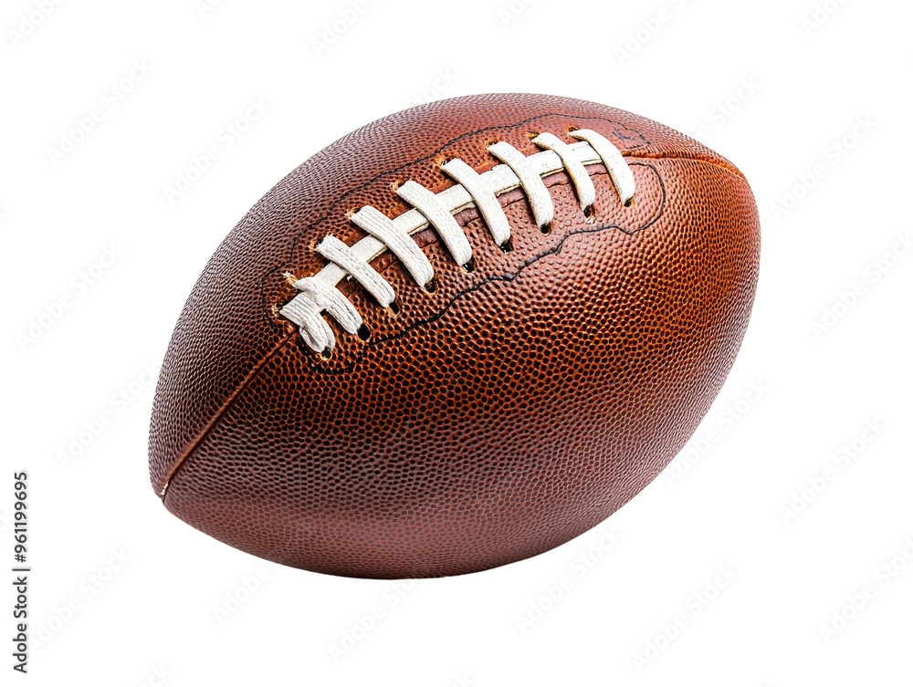 Close up of a football on a black background, symbolizing sports and competition Close up of a football on a black background, symbolizing sports and competition