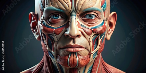 High-Quality Stock Photo Depicting The Detailed Anatomy Of The Facial Muscles, Showcasing Their Intricate Arrangement And Functions. photo