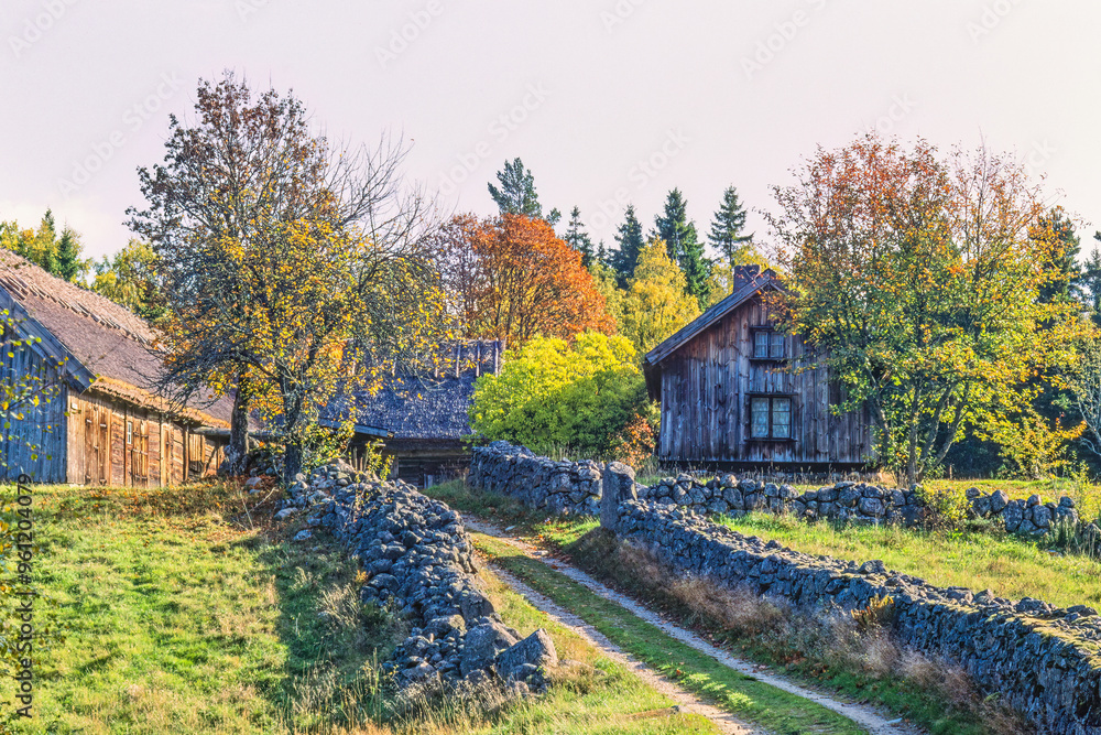Idyllic old farm in the country with stone walls Idyllic old farm in the country with stone walls