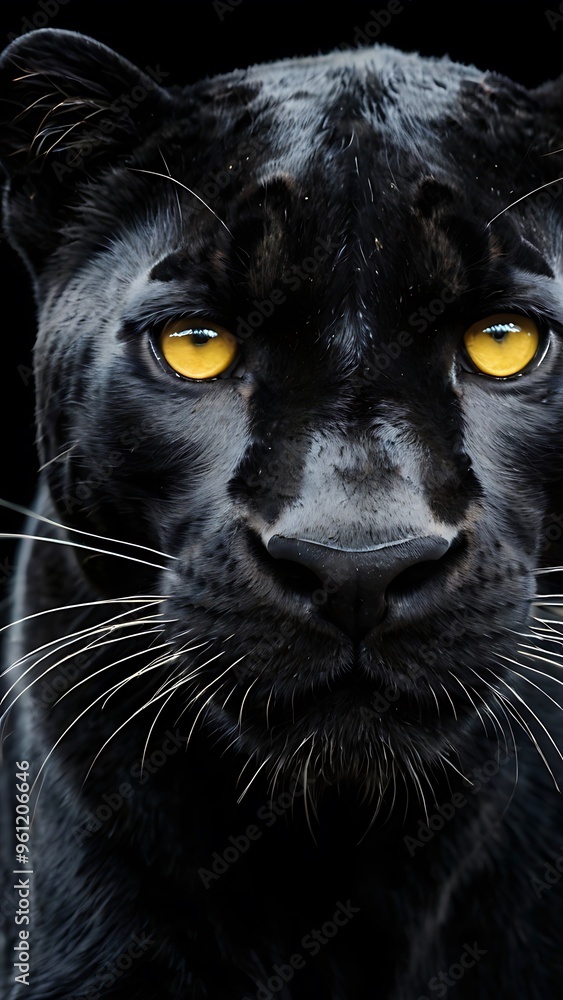Black panther with beautiful yellow eyes and clean dark skin in wild life Black panther with beautiful yellow eyes and clean dark skin in wild life