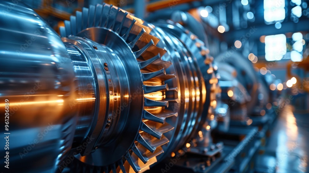Fototapeta premium A Fascinating Close-Up of Turbines in a Combined Cycle Power Plant Showcasing Engineering Excellence and Technological Precision