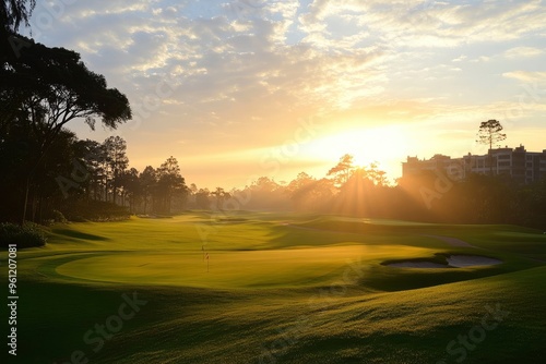 Wallpaper Mural A mature view of the golf course at sunset , ai Torontodigital.ca