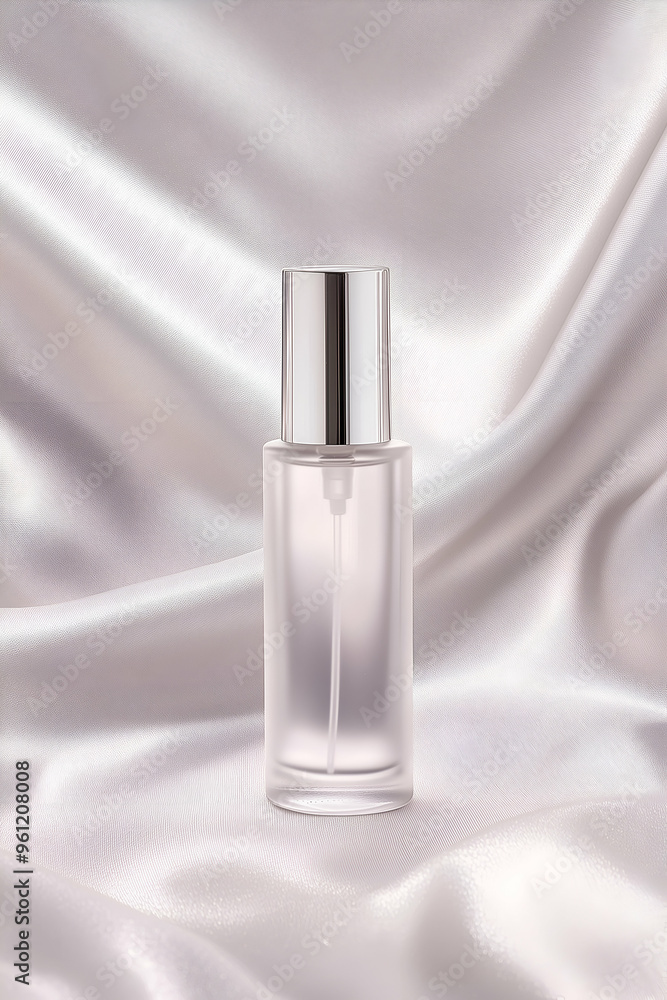 Elegant Skincare Bottle on Satin-Like Fabric Elegant Skincare Bottle on Satin-Like Fabric