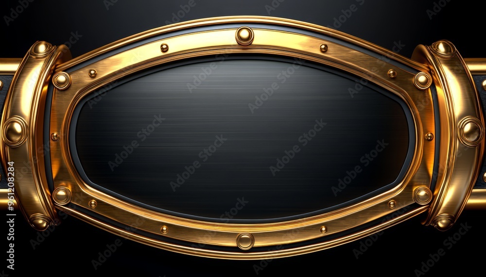 Black Oval Frame with Golden Trim and Studs Black Oval Frame with Golden Trim and Studs