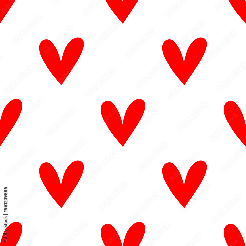 Seamless patterns of Red hearts cartoon doodle. Seamless patterns of Red hearts cartoon doodle.