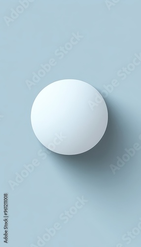 Single white sphere casting shadow on a light blue background, with copy space for text