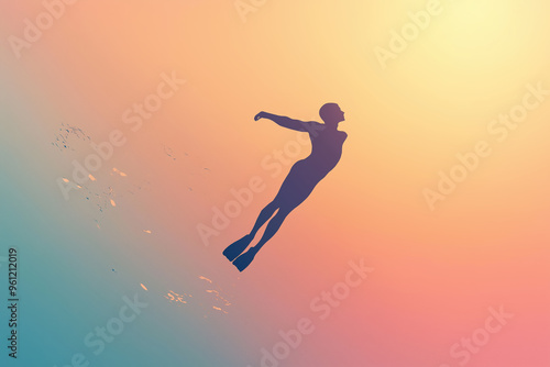 A person is flying through the air with their arms outstretched