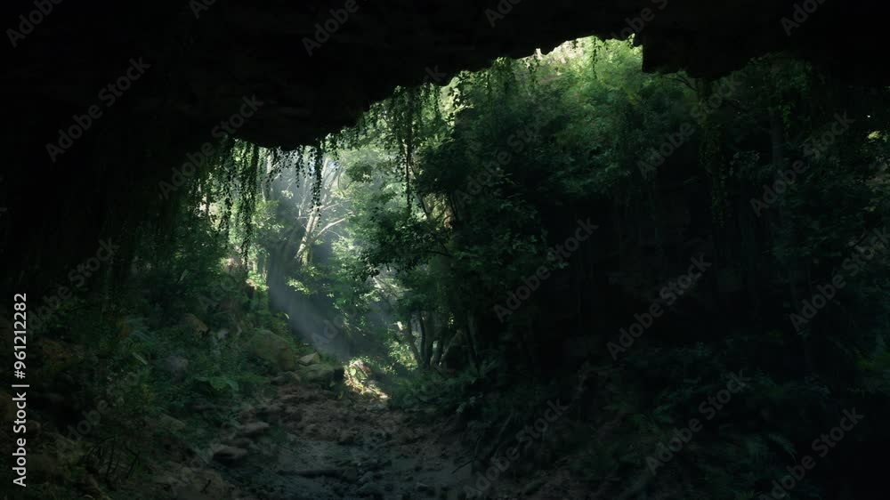A beautiful tunnel of trees with sunlight streaming through, captured in New Zealand A beautiful tunnel of trees with sunlight streaming through, captured in New Zealand