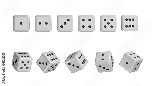 Photos White 3d isolated realistic dice for casino game vector icon