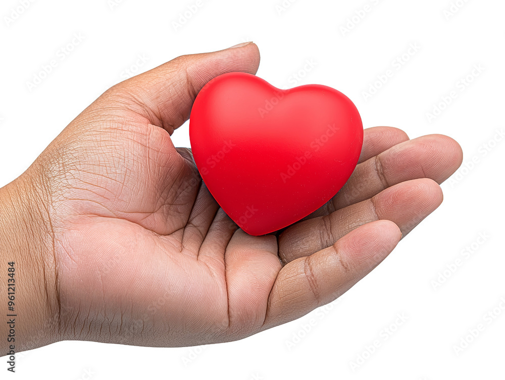 Obraz premium Hand holding a red heart symbolizing love, care, and compassion