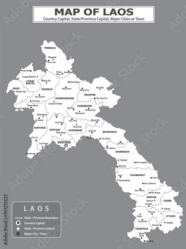 Geography politics map of countries. Map of country with capital, province or state capital, major cities and town.