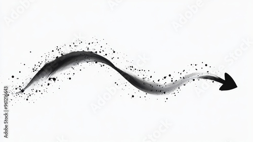 Minimalist style graphic art drawn in black ink, with delicate upward and rightward arrows, a simple white background, and a small curved arrow in the upper left corner. Simple and modern design photo