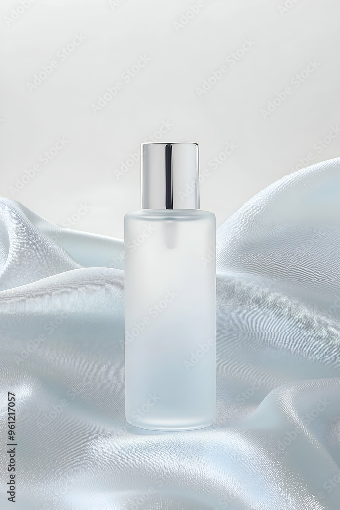 Elegant Skincare Bottle on Satin-Like Fabric Elegant Skincare Bottle on Satin-Like Fabric
