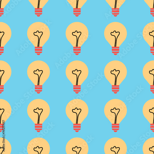 Seamless pattern of light bulbs in a flat design style conveying ideas and creativity.