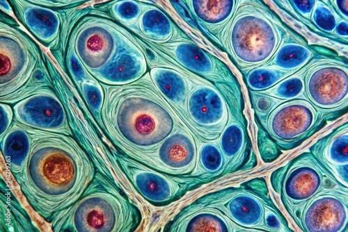 Microscopic View Of Cartilage Tissue Showing Chondrocytes Embedded Within An Extracellular Matrix Of Collagen And Proteoglycans photo