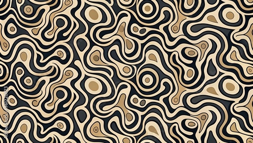 Abstract organic shapes pattern beige and black decorative