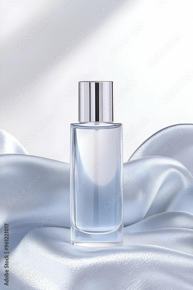 Elegant Skincare Bottle on Satin-Like Fabric Elegant Skincare Bottle on Satin-Like Fabric