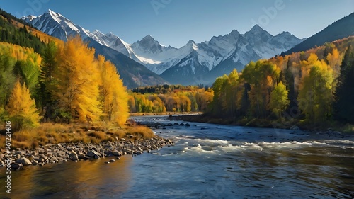 Nature landscape view under bright daylight next to mountains and forest